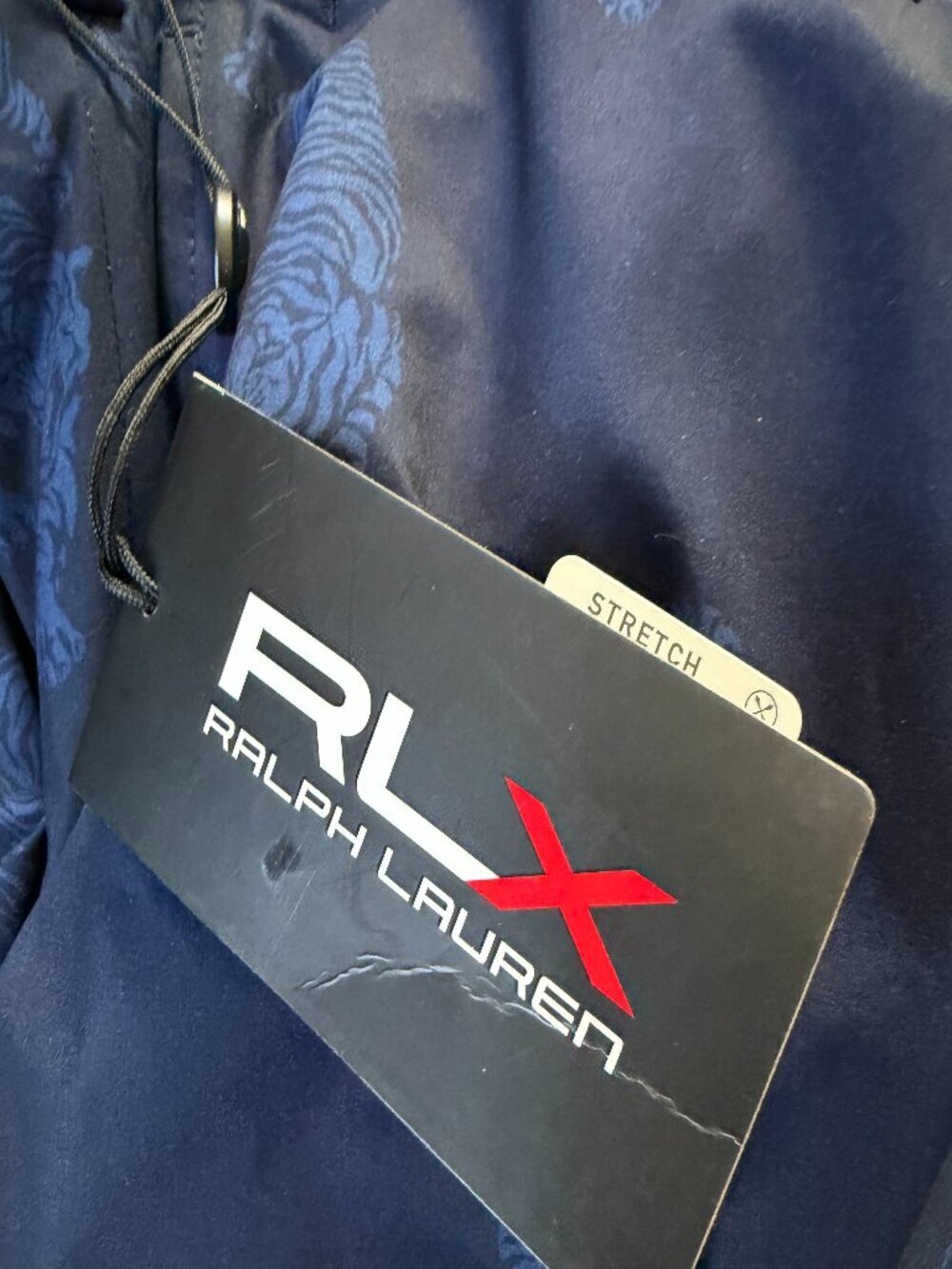 RLX Ralph Lauren Golf Shorts - Blue with Tiger Pattern - Size 36 - New With Tags - Picture 11 of 12